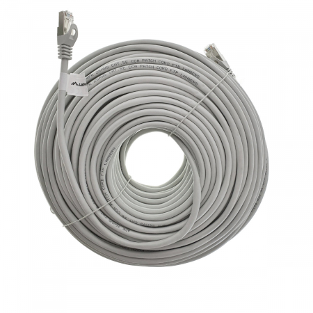 Cablu FTP tip patch - Cablu ecranat FTP, Lanberg 42813, cat.5e, mufat 2xRJ45, lungime 50m, AWG 26, 100 MHz, de legatura retea, ethernet, gri
