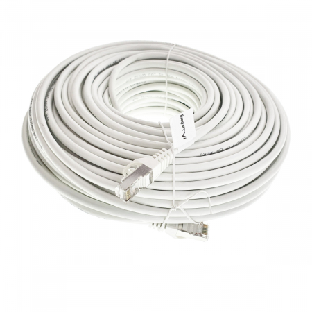 Cablu ecranat FTP, Lanberg 42819, cat.5e, mufat 2xRJ45, lungime 50m, AWG 26, 100 MHz, de legatura retea, ethernet, alb [2]