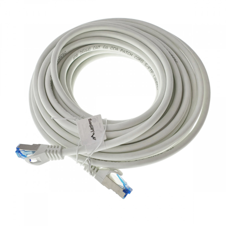 Conectica IT - Cablu ecranat S / FTP, Lanberg 42720, cat 6A, mufat 2xRJ45, lungime 10 m, AWG 26, 500 MHz, LSZH, de legatura retea, ethernet, alb