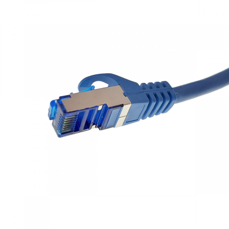 Cablu ecranat S / FTP, Lanberg 42722, cat 6A, mufat 2xRJ45, lungime 15 m, AWG 26, 500 MHz, LSZH, de legatura retea, ethernet, albastru [2]