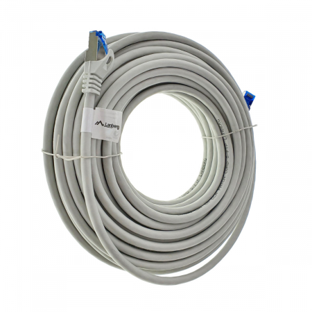 Cablu ecranat S / FTP, Lanberg 42726, cat 6A, mufat 2xRJ45, lungime 15 m, AWG 26, 500 MHz, LSZH, de legatura retea, ethernet, gri [1]