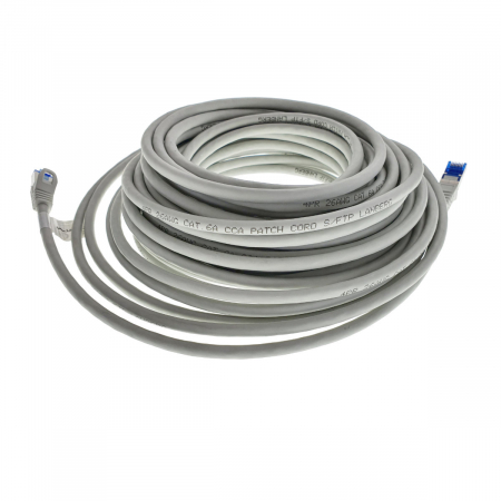 Cablu FTP tip patch - Cablu ecranat S / FTP, Lanberg 42726, cat 6A, mufat 2xRJ45, lungime 15 m, AWG 26, 500 MHz, LSZH, de legatura retea, ethernet, gri