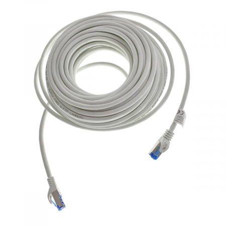 Conectica IT - Cablu ecranat S / FTP, Lanberg 42728, cat 6A, mufat 2xRJ45, lungime 15 m, AWG 26, 500 MHz, LSZH, de legatura retea, ethernet, alb