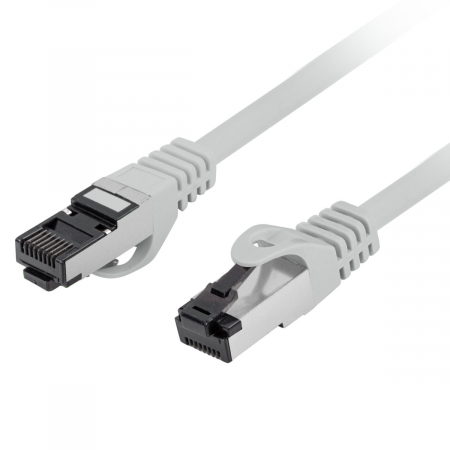 Cablu internet CAT 8.1 S/FTP LSZH, lungime 25 cm, Lanberg 43788, mufat 2xRJ45, material conductor cupru, gri [2]