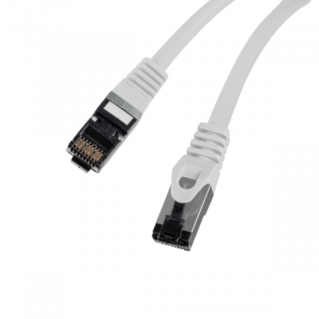Cablu internet CAT 8.1 S/FTP LSZH, lungime 25 cm, Lanberg 43788, mufat 2xRJ45, material conductor cupru, gri [1]