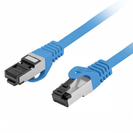 Cablu internet CAT 8.1 S/FTP LSZH, lungime 25 cm, Lanberg 44036, mufat 2xRJ45, material conductor cupru, albastru [2]