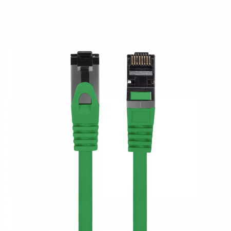 Cablu FTP tip patch - Cablu internet CAT 8.1 S/FTP LSZH, lungime 25 cm, Lanberg 44050, mufat 2xRJ45, material conductor cupru, verde