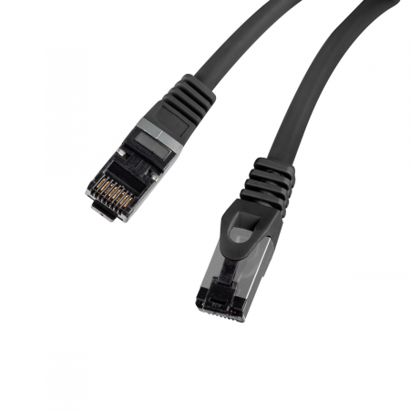 Cablu internet CAT 8.1 S/FTP LSZH, lungime 50 cm, Lanberg 44058, mufat 2xRJ45, material conductor cupru, negru [1]
