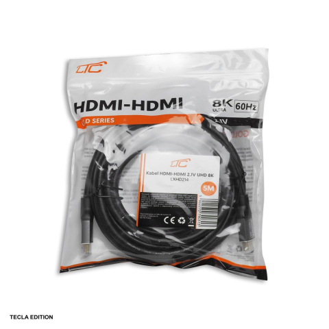 Cablu LTC HDMI v2.1 tata-tata, lungime 5 m, 8K@60Hz, 4K@120Hz 2160p, Negru [3]