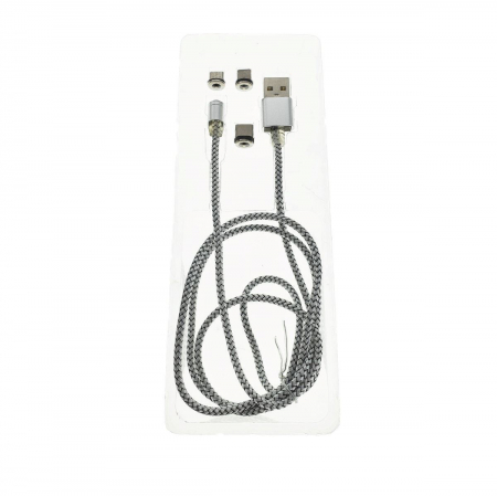 USB 2.0 Multifunctional - Cablu magnetic 3in1, USB Tip C, microUSB si lightning, cu led, lungime 100 cm