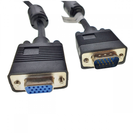 Cablu monitor, Lanberg 42876, VGA tata la VGA mama , 15 pini, de prelungire, lungime 3 m, dubla ecranare cu miez de ferita, negru [2]