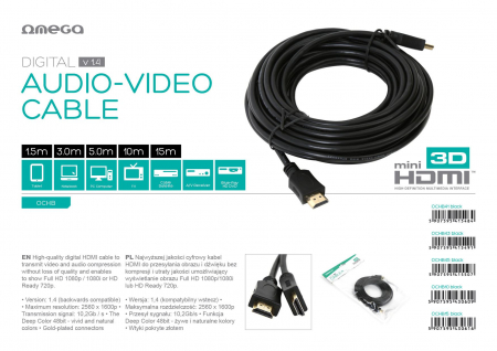 Cablu HDMI-HDMI Bulk Omega, 4K, 1.4, Gold-Plated, 1.5 m [4]