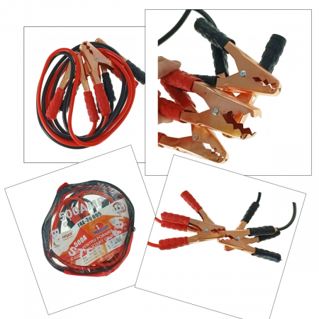 Set 2 cabluri auto, transfer curent, 500A Booster Cable, lungime 2.2 m, 12-24V, izolate, cu geanta depozitare [4]