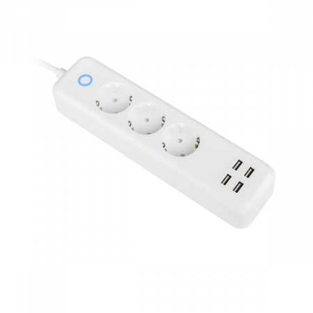 Cablu prelungitor de alimentare inteligenta, Lanberg Smart Home WiFi, 3 prize schuko 10 A, 4 x USB 2.1 A, 2300W, cablu 1.5 m, alb [3]