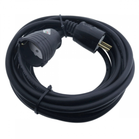 Prelungitoare priza - Cablu prelungitor, lungime 10m, pentru alimentare electrica, cu stecher si cupla cauciucate, material bachelita, negru