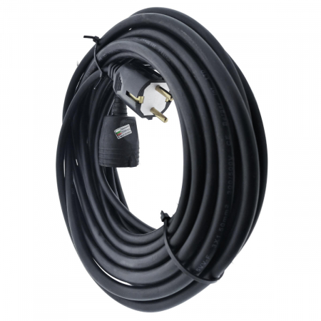 Cablu prelungitor, lungime 20m, pentru alimentare electrica, cu stecher si cupla cauciucate, material bachelita, negru [2]