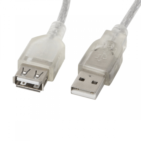 Cablu prelungitor USB 2.0 tata la USB 2.0 mama, Lanberg 41379, cu ferita, lungime 3m, transparent [1]