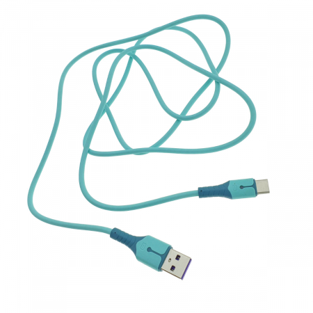 Cablu premium de incarcare rapida, LED, USB 2.0 tata la USB tip C tata, Liquid Soft Rubber, 1.5m, 3A, albastru [1]