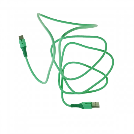 Accesorii IT - Cablu premium de incarcare rapida, LED, USB 2.0 tata la USB tip C tata, Liquid Soft Rubber, 1.5m, 3A, verde