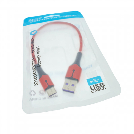 Cablu premium de incarcare rapida, LED, USB 2.0 tata la USB tip C tata, Liquid Soft Rubber, 25 cm, 3A, rosu [2]