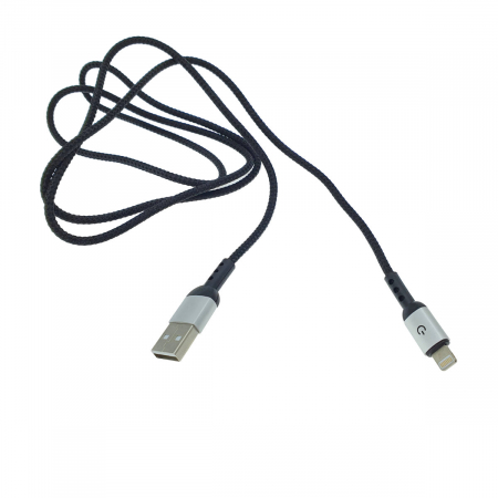USB la Apple Lightning 8-pin - Cablu premium USB 2.0 tata la conector compatibil 8-pin Lightning tata , 3A, 1.2m, Fast Charging Bright Black, indicator Led, negru