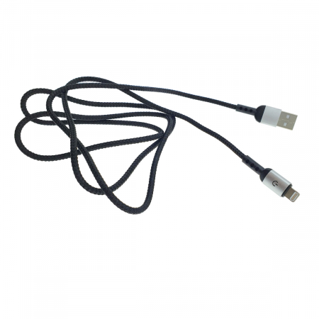 Cablu premium USB 2.0 tata la conector compatibil 8-pin Lightning tata , 3A, 1.2m, Fast Charging Bright Black, indicator Led, negru [4]
