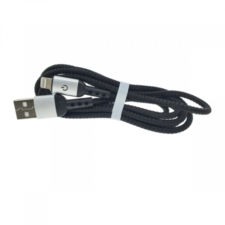 Cablu premium USB 2.0 tata la conector compatibil 8-pin Lightning tata , 3A, 1.2m, Fast Charging Bright Black, indicator Led, negru [1]