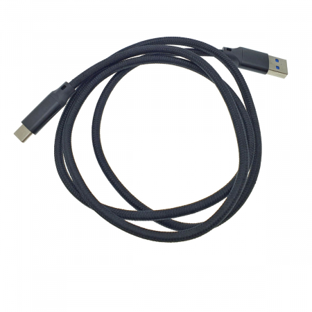 Cabluri USB 3.0 - Cablu premium USB 3.0 tata la USB 3.0 tip C tata, 100 cm, Revolution 100, PD, 5A , 100W, invelis textil, carcasa aluminiu, negru