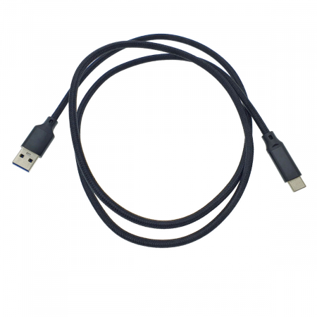 Cablu premium USB 3.0 tata la USB 3.0 tip C tata, 100 cm, Revolution 100, PD, 5A , 100W, invelis textil, carcasa aluminiu, negru [2]