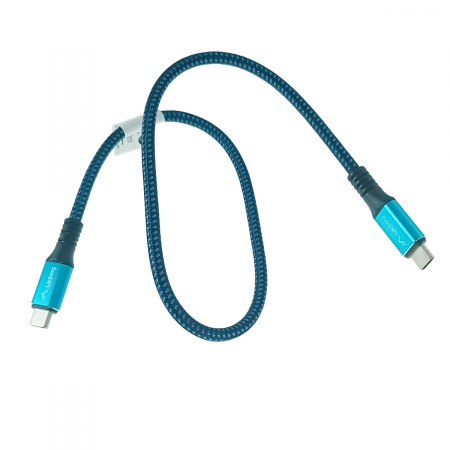 Accesorii IT - Cablu premium USB tip C v.4.0, tata-tata, 0.5m, Lanberg 43673, PD 100W, 5K@60HZ, 40Gbps, negru-albastru
