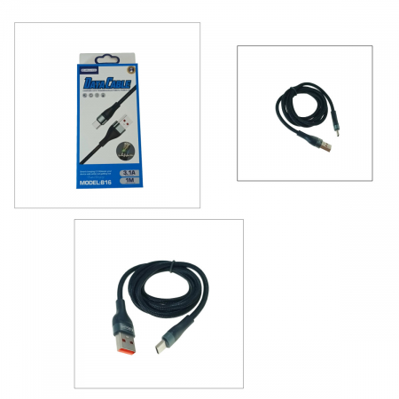 Cablu prevazut cu conectori USB tata si USB tip C, Jellico B16, 3.1A, lungime 1m, Negru [3]