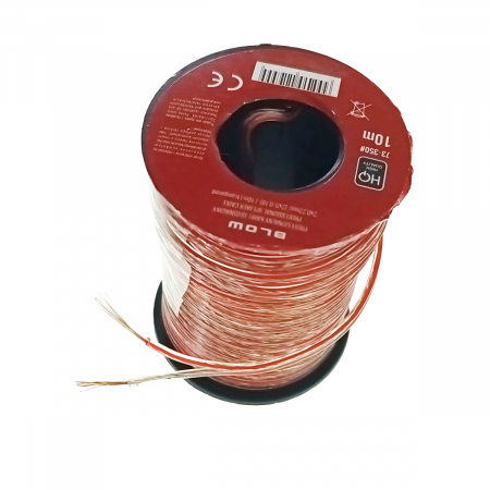 Fara conectori - Cablu profesional audio pentru difuzoare, Blow 11955, 2x0.22mm, lungime 10m, transparent
