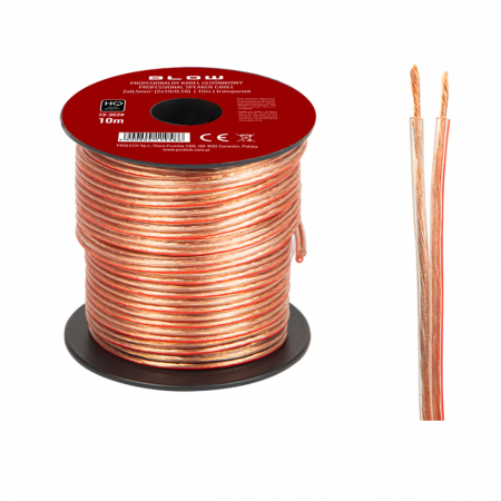 Cablu profesional audio pentru difuzoare, Blow 11958, 2x0.5mm, lungime 10m, transparent [1]