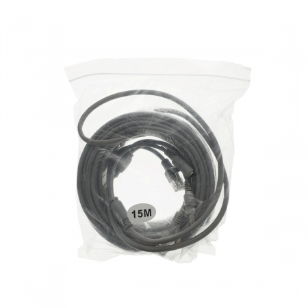 Cablu retea 15m pentru camera IP CCTV NVR, UTP Cat.5/5e, mufat 2XRJ45 si cablu alimentare mufat 2X2.1x5.5mm, gri [5]