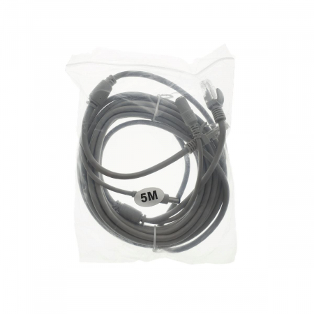 Cablu retea 5m pentru camera IP CCTV NVR, UTP Cat.5/5e, mufat 2XRJ45 si cablu alimentare mufat 2X2.1x5.5mm, gr [5]