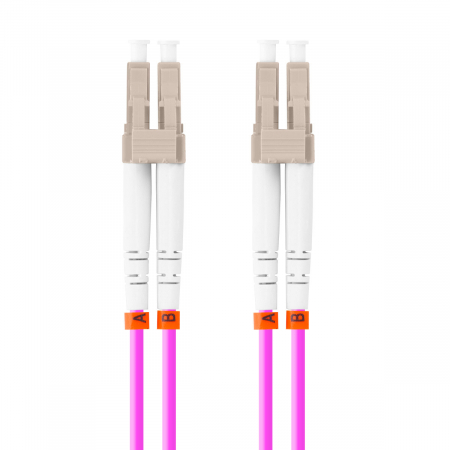 Cabluri Fibra Optica - Cablu retea fibra optica cu lungime 1 m si conectori LC/UPC-LC/UPC, Lanberg Z32331, MM, DUPLEX 3.0MM OM4 50/125 LSZH, violet