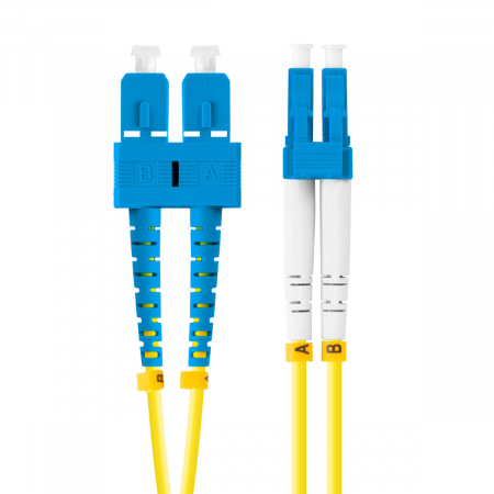 Cabluri Fibra Optica - Cablu retea fibra optica cu lungime 1 m si conectori SC/UPC-LC/UPC, Lanberg Z43315, SM, DUPLEX 3.0MM G657A1 LSZH, galben