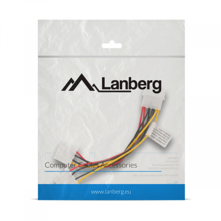 Cablu splitter in Y , Lanberg 41309, Molex 4-pin tata cu Molex 4-pin mama, la Molex 4-pin mama, 15 cm [3]