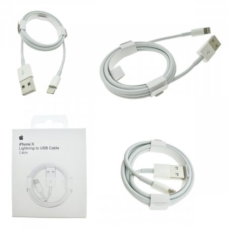 Cablu tip Lightning la USB, pentru iPhoneX, Apple, A1480, 1m, alb, in blister, 1856 [2]