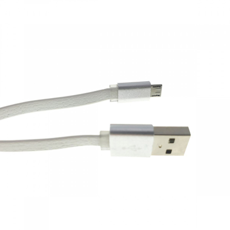 Cablu USB 2.0 la microUSB,80 cm, plat, cauciucat, alb [3]