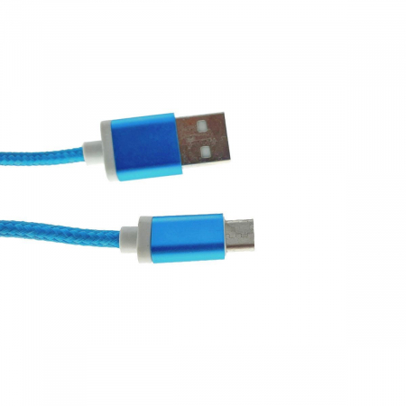 Cablu USB 2.0 la microUSB, invelis textil,130cm, albastru [1]