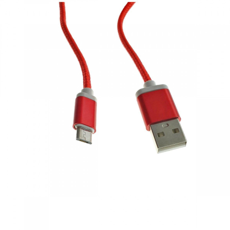 Cablu USB 2.0 la microUSB, invelis textil,130cm, rosu [1]