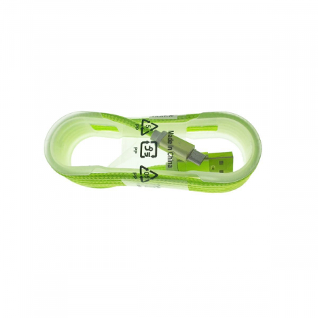 Cablu USB 2.0 la microUSB, invelis textil,130cm, verde fluorescent [3]