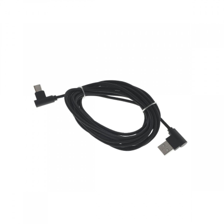 Cablu USB 2.0 la USB tip C, unghi 90 grade la ambele capete, 300 cm lungime, invelis textil, negru [3]
