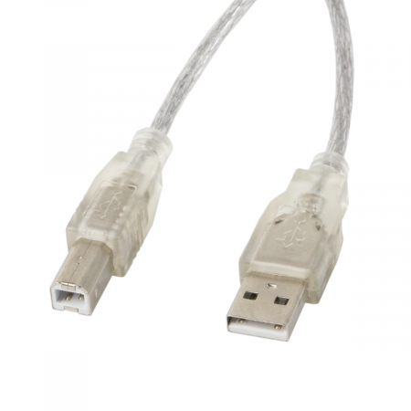 Cablu USB 2.0 pentru imprimanta, Lanberg 41356, lungime 3m, cu ferita, USB-A tata la USB B tata, transparent [1]
