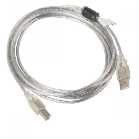Imprimanta USB 2.0 - Cablu USB 2.0 pentru imprimanta, Lanberg 41356, lungime 3m, cu ferita, USB-A tata la USB B tata, transparent