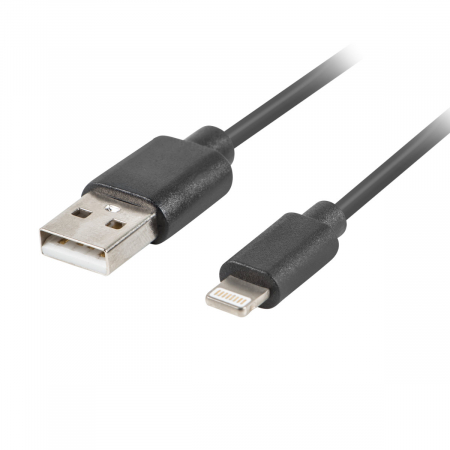 Cablu USB 2.0 tata la 8-pin Lightning tata, Lanberg 41638, lungime 1 metru, negru [1]