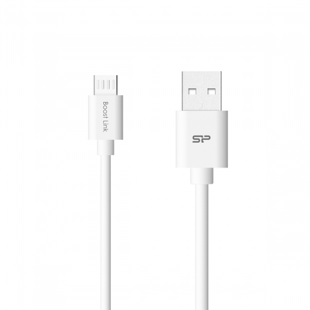 USB la microUSB - Cablu USB 2.0 tata la microUSB tata, Silicon Power Boost Link LK30, 1m, 2.4A, alb