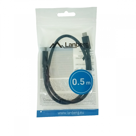 Cablu USB-C 3.1 gen.2 tata-tata, Lanberg 43691, Quick Charge 4.0, Power Delivery 3.0, 10GB/S, PD 100W, 50cm, negru [3]