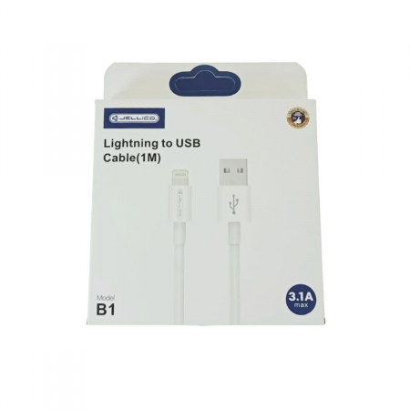 Cablu USB cu conector compatibil tip lightning, Jellico B1, 3.1A, lungime 100 cm, in blister, alb [3]